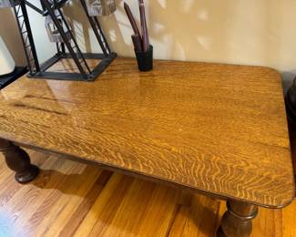 This antique table is in perfect condition, it is a beautiful piece. Table is 4' x 27.5"x 16" tall. Love those chunky legs!