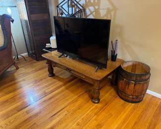 This antique table is in perfect condition, it is a beautiful piece. 43" LG TV