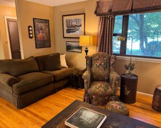 Large, comfy moss green couch