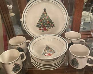 Christmas Tree Dishes - 24 pieces. Sold as a set or by piece. Stoneware - Made in China