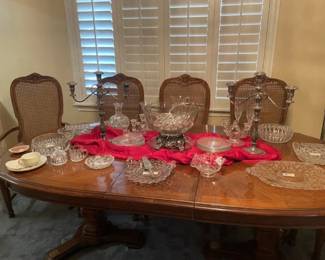 Pittman Pearce Punch Bowl, 3 arm candle holders, Glass/Crystal serving pieces