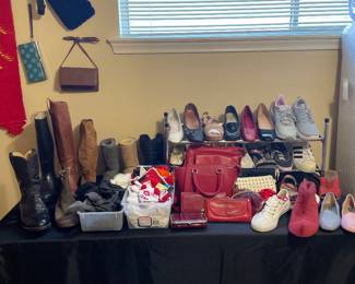 Ladies Shoes - Sizes 7 1/2 and 8. Exception one pair Men's Justin Boots - Size 10 1/2"
