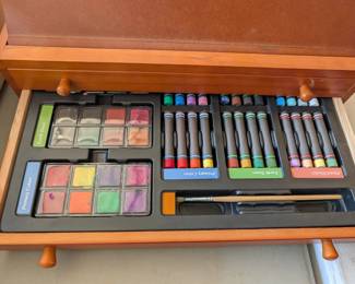 Sketch Pastels, blending stumps and paintbrush