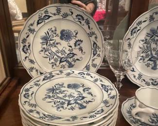 Blue Danube - 39 PIeces. 8 - 4 pc Place settings + Platter & Serving Bowl