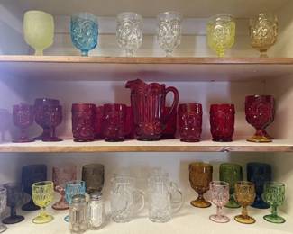 Mosser Glass - Vintage 'Moon and Stars' Glasses; Salt & Pepper- Sold Separately