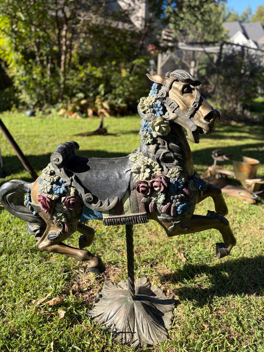 Only 100 made this The Philadelphia Toboggan Company Wax Mold Cast Iron Carousel Horse Signed 8/100
