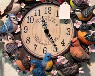 Vintage Bradford Exchange Signed and numbered Sculptural Clock With 12 Songbird Melodies Sings Hourly