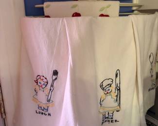 Hand embroidered dish towels