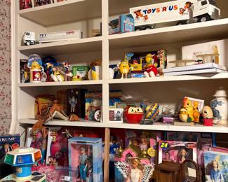 Vintage Toys R US Truck, Pet Truck, Barbies, M&M dolls and children's books