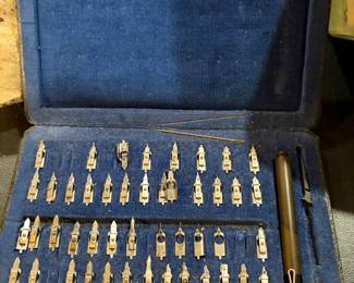 Antique Calligraphy Set in original velvet case