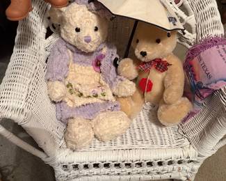 White wicker doll and children's furniture