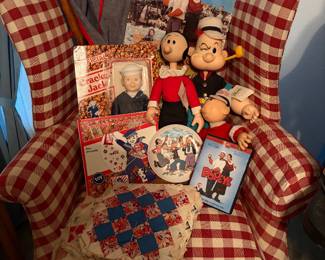 Vintage Popeye, Olive and Cracker Jack dolls