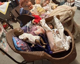 Antique Victorian Wicker and Iron Doll Carriage/Stroller