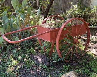 Antique firefighters extinguishers, hand cart