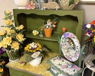 Vintage Green Kitchen storage cabinet with shelf