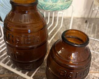 Vintage Barrel of Beer Amber Bottles