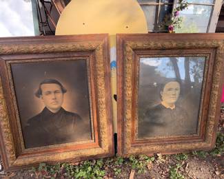 Antique framed portrait photos