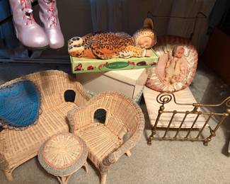 Wicker Doll Furniture & Anne Geddess Dolls