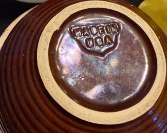 Vintage Glazed Brown Ribbed Beehive Stoneware bowl Made in USA