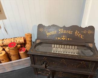 Rare Gem "Home Music Box" Roller Organ with Rollers
