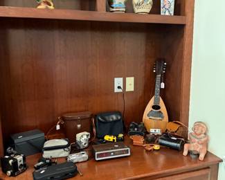 Vintage cameras and music instruments 