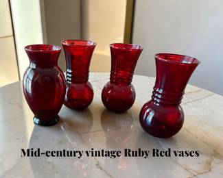 Ruby Red MCM Vases