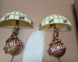Vintage Schlitz On Draught 1970s wall lamps