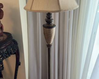 62” Ornate Floor Lamp with Crackle Finish Urn Detail and Fabric Shade