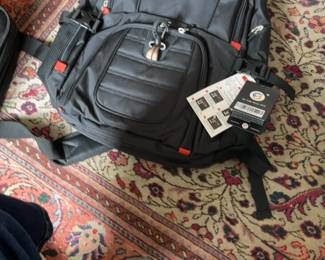 Shrradoo Swiss Gear Black and Red Multi-Compartment Laptop Backpack
