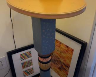 20”x35” Hand-Painted Colorful Postmodern Stand