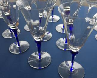9 avail. Sold indiv. Vintage Cobalt Blue Stemmed Glasses - Price per Glass