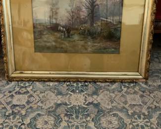 Equestrian Landscape Watercolor Painting Attr: Frank F. English (1854–1922)