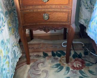 30”x17”x18” Slack Rassnick & Co. Louis XV Style Marquetry 3-Drawer Nightstand with Marble Top