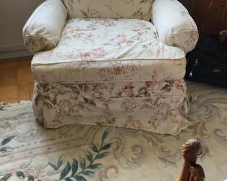 As Is Mitchell Gold Floral Skirted Armchair