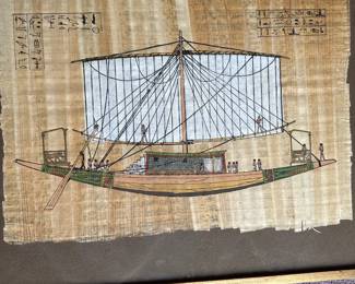 Framed Hand-Painted Egyptian Papyrus Art