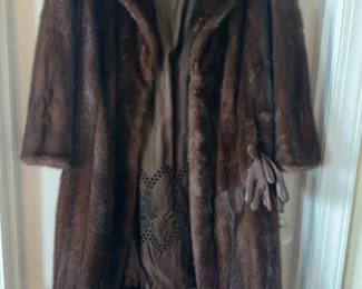 As Is Vintage Mahogany Mink Fur Full Coat with Embroidered Silk Lining