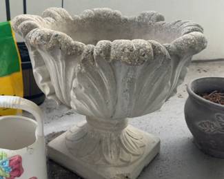 As Is Classical Concrete Pedestal Urn Planter
