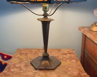21” Art Nouveau Slag Glass Table Lamp