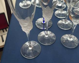 Set of 2 Christian Dior Rose Champagne Flutes