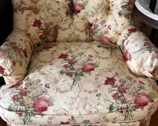 31”x21”x30” Each/2 avail. Brandywine Design Traditional Floral Tufted Armchair with Skirted Base