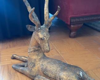 Each/2 avai. Vintage Gilt Reclining Deer Figurine