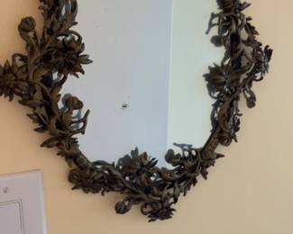 Vintage Ornate Floral Brass Wall Mirror