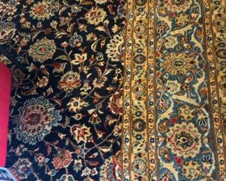 9’4”x12’ Floral Persian Style Area Rug in Navy Blue and Gold
