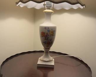 Vintage Floral Ceramic Table Lamp with White Shade