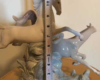 12” Tall Lladro Porcelain Galloping Horses Figurine
