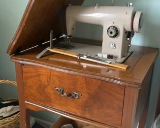 Vintage Riccar Sewing Machine with Wooden Cabinet