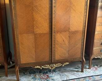 50”x22.5”x41” Slack Rassnick & Co. Louis XV Style Marquetry Marble Top Armoire
