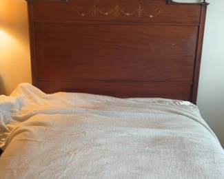 Frame Only! Vintage Inlaid Mahogany Wooden Headboard and footboard