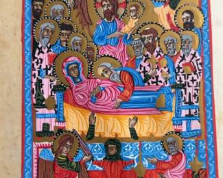 Hand-Painted Eastern Orthodox Icon on Leather