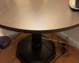 Round Wood Pedestal Accent Table with Octagonal Base